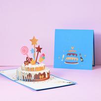 3D Birthday Card Handmade Paper Carving Star Cake Card Creative Wedding Employee Anniversary Greeting Card A15*15cm