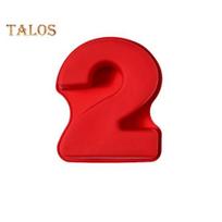 3D skaitmeninė torto forma, silikoninė neprideganti numerio tortų forma, skirta tortams, aukštai žemai temperatūrai atspari neslidi tekstūra, staigmena gimtadienio duonos forma 2 raudona