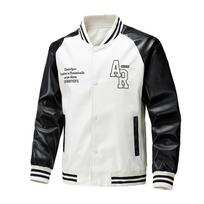 Large size trendy fashion jacket stand collar casual spring and autumn new loose men's motorcycle leather jacket M