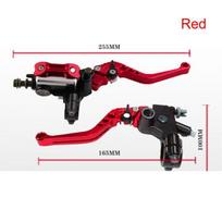 New 7/8  22mm Motorcycle Master Cylinder Levers Hydraulic Brake Pump Clutch Handles Handlebar Lever Reservoir Set raudona