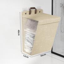Foldable Household Dormitory Multifunctional Organizing Storage Large Capacity Wall-mounted Clothes Storage Basket 48*36*12cm smėlis