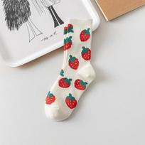 Trendy Unisex Women's Socks Fashion Medium length stockings Love Strawberry Pink Cute Letter Ins stockings raudona