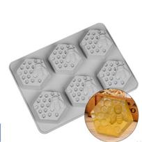 1 vnt. 6 lizdų silikoninė bičių korio dekoro rankų darbo muilo forma dervos forma 1pc gray