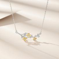 Lilac Flower Necklace Women's Silver 999 Diamond-set Fashion Versatile Pendant 99