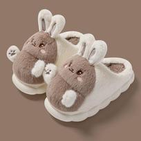 New Cute Hug Rabbit Girl Cartoon Cotton Slippers High Value Foreign Princess Style Super Thick Antifreeze Home Wear 36-37