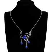 Helovino šikšnosparnio karoliai Dark Rose Choker gotikinis vampyro piratų pakabukas mėlyna
