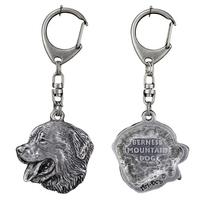 Bernese Mountain Dog, Berner Sennenhund - Silver-plated key ring with dog, handbag decoration, backpack pendant by Art-Dog brand sidabras