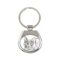 Korat Cat - raktų pakabukas su katinu, raktų pakabukas su spauda, ​​personalizuotas pakabukas iš prekės ženklo Art-Dog sidabras