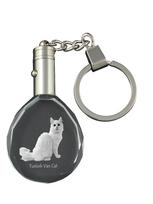 Turkijos van katė - Raktų pakabukas su katės nuotrauka, kristalinis raktų pakabukas dovanų dėžutėje, unikalus Art-Dog prekės ženklo dovanų rinkinys skaidri