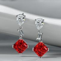 100% S925 Sterling Silver Ice Flower Cut 10*10mm High Carbon Diamond Drop Earrings For Women Engagement Party Fine Jewelry raudona