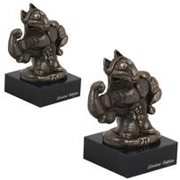 Bulterjeras, Bulis V - Šuns statulėlė, biustas ant akmeninio pagrindo, skulptūra, trofėjus šunų parodai, „Art-Dog“ prekės ženklo ruda