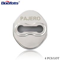 Doofoto 4vnt automobilio durų spynos apdailos apsauginis dangtelis Pajero Mitsubishi emblemos dėklo priedams sidabras