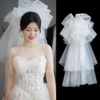 Veil Catching Bubble Clouds Fluffy Veil Korean Style Bride Photography Style Street Photography Wedding Dress and Makeup White 60cm-80cm
