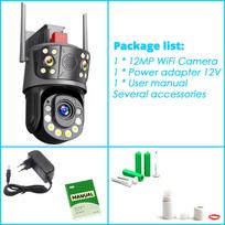 Wifi PTZ stebėjimo kamera 4K 12MP lauko trijų objektyvų 50x priartinimas belaidė CCTV apsaugos kamera spalvota naktinio matymo ICSEE IP kamera 12MP Camera