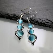 Classic Trend Drop Earring Silver Color Inlaid with Shine Natural Stones Hook Dangle Earrings Women Engagement Wedding Jewelry mėlyna