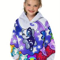 Vibrant Cartoon Animal Hoodie - Fashion Hoodies for Kids, Long Sleeve Casual Wear for Spring and Fall, Soft Polyester Fiber, Machine Washable 100