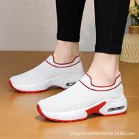 Spring One-Pedal Women'S Sports Dance Shoes Soft Sole Middle Heel Square Dance Shoes Mesh Shuffle Dance Shoes Free Of Laces 42 white
