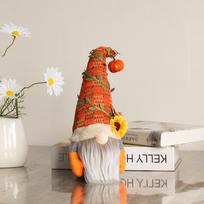 Moliūgų saulėgrąžų beveidė lėlė gnomai papuošalai Langų dekoracijos Derliaus šventės lėlė E3-1 Willow Knitted Doll Men's