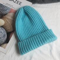 Nauja saldainių spalvų žieminė kepurė Moteriška megzta kepurė Šilta Minkšta Madinga Skrybėlė Kpop Style Vilna Beanie Elegantiška visiems tinkanti kepurė 54cm-58cm blue