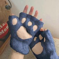2020Lovely Plush Cat Claw Paw Gloves Plush Mittens Warm Soft Plush Short Fingerless Fluffy Bear Gloves Costume Half Finger Gloves One Size