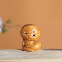 Mini medžio drožyba Kinų Naujųjų Metų gyvatės papuošalai Zodiako statulėlė Mielas gyvatės gyvūno dekoras Biuro stalo dekoras Automobilio dekoracija
