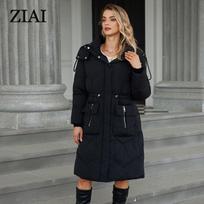 Astrid Winter Moterys Parka Gaubtas Didelės Kišenės Storos Šiltos mados Viršutiniai Drabužiai Ilga pūkinė Striukė Dygsniuotas paltas Moteriški drabužiai ZR-30193 XL juoda