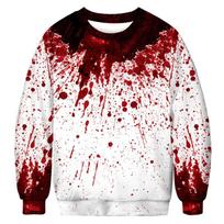 Halloween Fake Bloody Graphic Sweatshirt For Men Cool 3d Printed Skull Pullovers Personality Cosplay Long Sleeves Tops Hoodies S