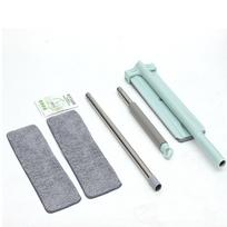 Plokščia grindų šluostė Plieninė rankena Laisva ranka 360° Sukasi mikropluošto šluostė, sausas šlapias virtuvės valymas 1 Mop+2 Cloth