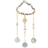 Suncatcher Wind Chime Pendant Vibrant Colors Beautiful Reflections Rainbow Faux Crystal Handmade Garden Window Pendant A