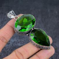 Natural Peridot Gemstone Handmade 925 Sterling Silver Jewelry Pendant 3.35  E5i13 black
