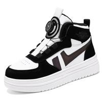 new primary school fashion thick sole casual sports shoes boys high top children's skateboard shoes girls rotary button 35 black
