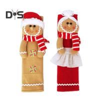 2Pcs Christmas Refrigerator Handle Covers Gingerbread Man Cabinet Handle Covers Kitchen Appliances Decoration for Fridge Microwave Dishwasher 2pcs beige