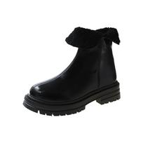 Chelsea Boots Women  Winter Botas Side Zipper British Ankle Boots Velvet High Quality Leather Pu Waterproof Boots for Women 35