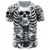 Vyrų vasaros Boutique Skeleton Elements modelio trumpomis rankovėmis mados tendencijų modelio marškinėliai Vyriški laisvalaikio patogūs greitai džiūstantys viršeliai XL black