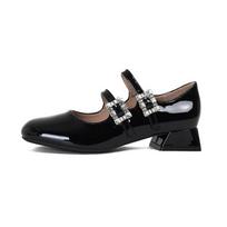 2024 2024 Spring Women Mary Jane Shoes Ladies 2024 Square Toe Thick High Heel Women's Elegant Red Ballerinas Ladies Shoes 35