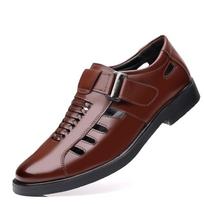 2024 Big Size 38-48 Hollowed Out Men Leather Shoes Casual Business Dress Men Sandals Breathable Office Formal Shoes New Summer Shoes 38