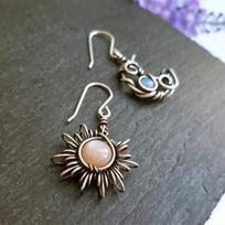 Bohemia Sun and Moon Earrings Drop Earrings gray