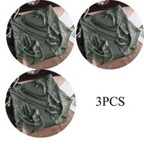 3pcs/sets Sexy High Waisted Lingerie Silky Satin Knickers Briefs Women's Soft Breathable Underwear Lace Breathable Pantys Triangle Panties for Women M black