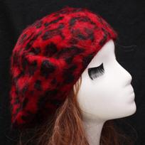 Fashion women's Korean version rabbit fur beret printed leopard dot bud hat big leopard print rabbit fur painter hat