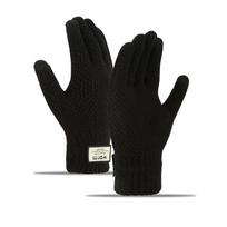Winter Knitted Gloves Touch Screen Cycling Mittens Thicken Warm Wool Cashmere Solid Color Business Gloves Autumn Winter One Size juoda
