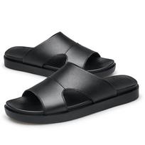 FashionMans Šlepetės Odiniai Vyriški Vasariniai Batai Laisvalaikiai Paplūdimio Šlepetės Lauko Vyriški Namai Šlepetės Minkšti Kvėpuojantys Batai Mules Sandalai 37 juoda