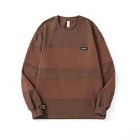 Autumn And Winter American Heavy Retro Washed Crew Neck Sweater Men'S Loose Large Size Color Matching Youth Long-Sleeved Top Tide M brown
