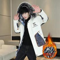 Winter Men's Thicken Warm Windbreaker Hooded Jacket Zipper Medium Length Coats Outdoors Male Parka S balta