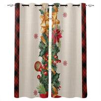 Christmas Snowflake Lamp Ball Blackout Curtains for Children Kids Home Decor Bedroom Living Room High Shading Window Curtains W135 x H60cm beige