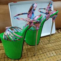 Mada Metalas 22cm Super Aukštakulniai Sandalai Moterims Platforma Dirželis Vasariniai Batai Gėlė Aukštakulniai Unisex Vakarėlių Šokių Batai Didelis Dydis 50 34 žalia