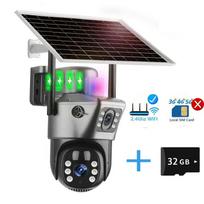2025 Solar Camera Outdoor 4G Wifi 4K 8MP 360 Wireless Dual Screen Surveillance Night Vision Waterproof Cctv Security Protection IP Cameras WiFi Add 32G