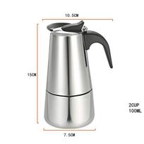 Nerūdijančio plieno 450 ml kavos puodas Mocha Espresso Latte Perkolatorius viryklė Kavos virimo aparatas Puodelis Perkolatorius Cafetiere Latte viryklės gėrimų įrankis 100ML sidabras