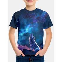 T-shirt for a Boy Children Howling Wolf 3d Print Top Shirts Korean Children's Clothes 2024 Tops Baby Boys Clothing Short Sleeve 5-6Y blue