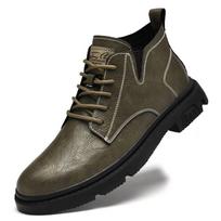 Madingi Žieminiai Šilti Vyriški Lauko Batai Natūralios Odos Ankle Boots Dėvimi Pėsčiomis Alpinizmas Kelionės Karvės Odos Batai Komfortiški Sportbačiai 38 chaki