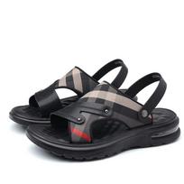Fashion Men's Sandals Men New Dermis Sandals Quick-drying Comfortable Beach Shoes Gent Summer Fashion Non-slip Slippers Suitable for Me 38 juoda